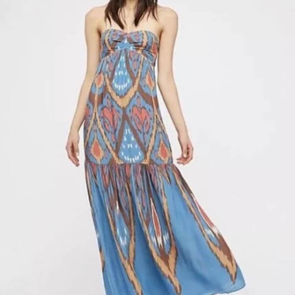 Free People Bohemian/ Mohave Blue  Maxi Dress